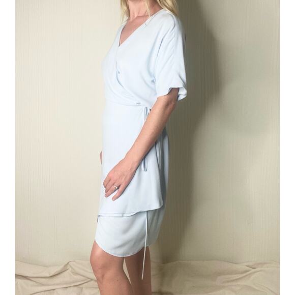 BABATON ARITZIA Chiffon Baby Blue Kimono Wrap Knee Length Dress US MEDIUM - Picture 2 of 14
